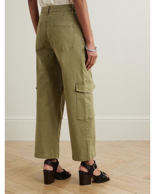 FRAME Green The Station Cropped Twill Straight-Leg Cargo Pants
