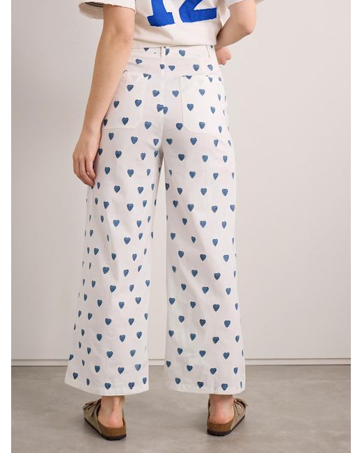 Alix Of Bohemia White Scout Printed Cotton Straight-Leg Pants