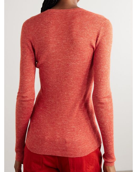 Gabriela Hearst Red Aiste Ribbed Cashmere, Silk And Hemp-Blend Cardigan