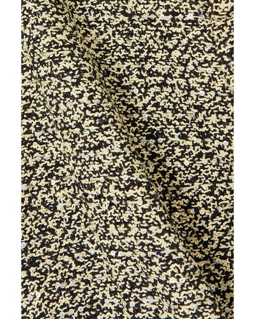 Alessandra Rich Green Hose Mit Geradem Bein Aus Kariertem Tweed Aus Einer Baumwollmischung Mit Pailletten