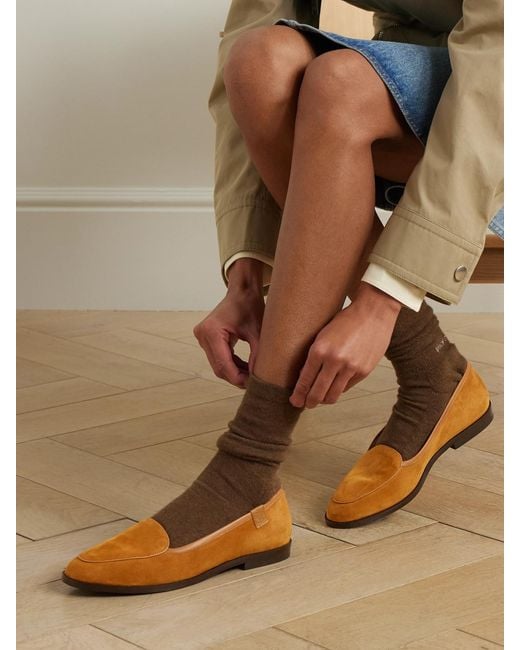 Bally Brown Edlyn Leather-Trimmed Suede Loafers