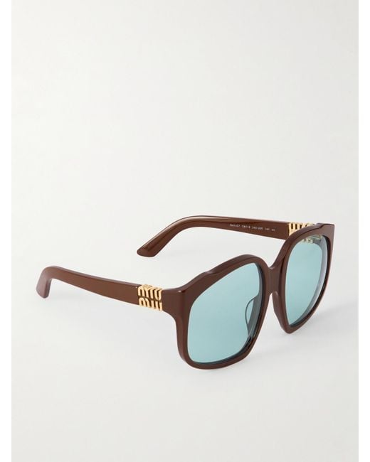 Miu Miu Brown Oversized-Sonnenbrille Mit Eckigem Rahmen Aus Azetat