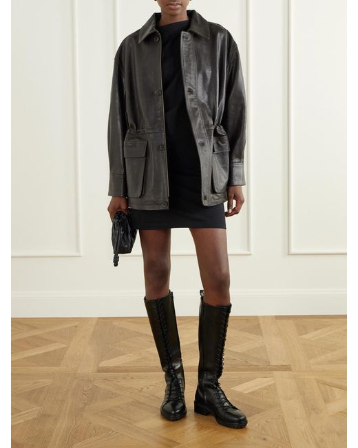 Aeyde Black Rikki 45 Leather Knee Boots