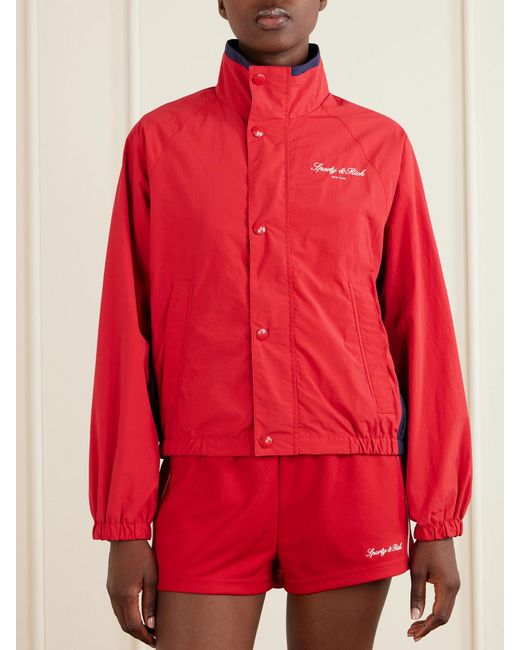 Sporty & Rich Logo-Embroidered Shell Jacket