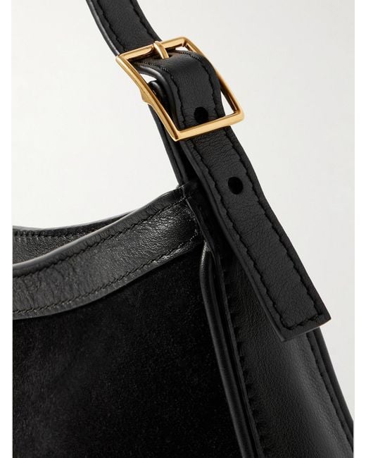 Nili Lotan Black Abbey Leather-Trimmed Suede Shoulder Bag