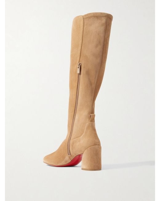 Christian Louboutin White Jane Botta 55 Suede Knee Boots