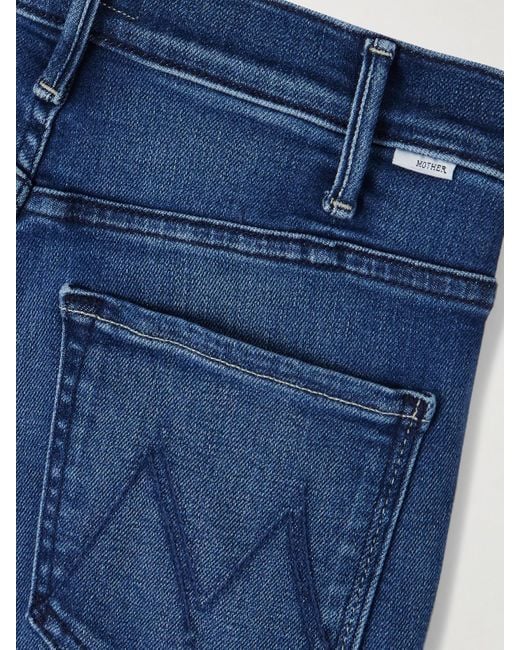Mother Blue The Hustler Flood Fray High-Rise Bootcut Jeans