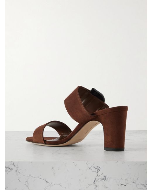 Manolo Blahnik Brown Betimusa 70 Suede Sandals