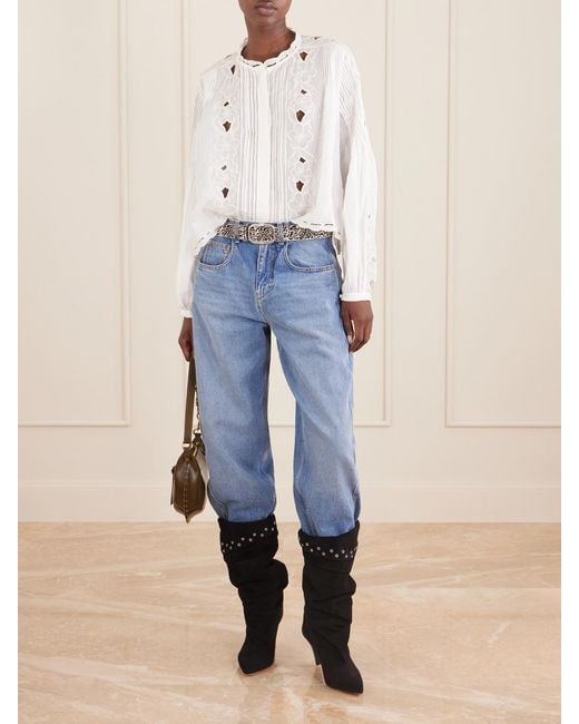 Isabel Marant White Rubra Embroidered Ramie Blouse