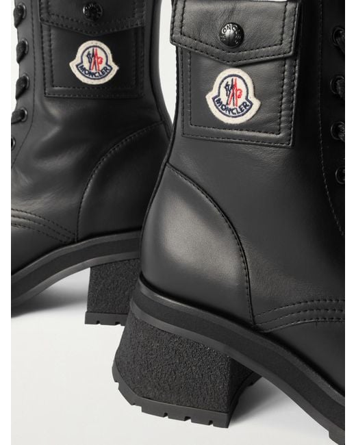 Moncler Black Gigi Leather Ankle Boots