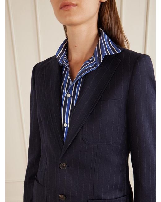 Polo Ralph Lauren Blue Pinstriped Wool Blazer