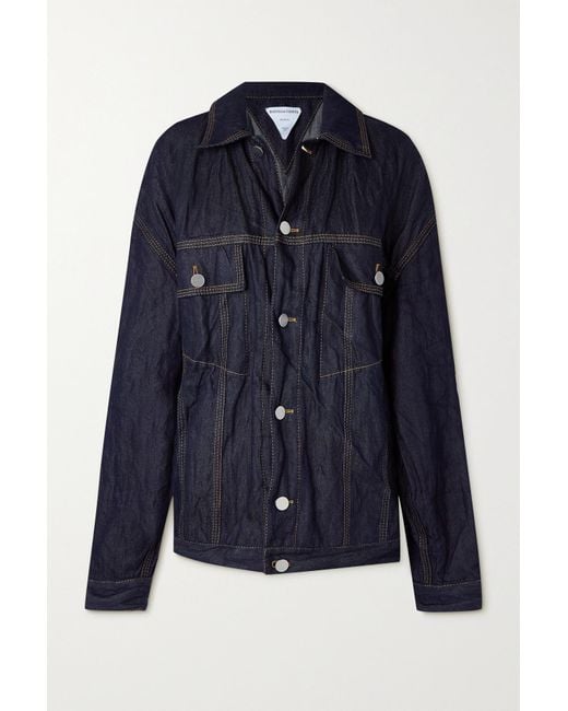 Bottega Veneta Crinkled-denim Jacket in Blue | Lyst UK