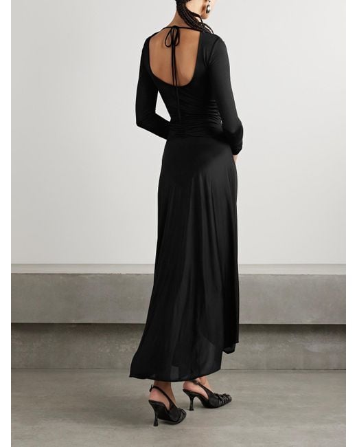 Acne Black Ruched Stretch-Jersey Maxi Dress