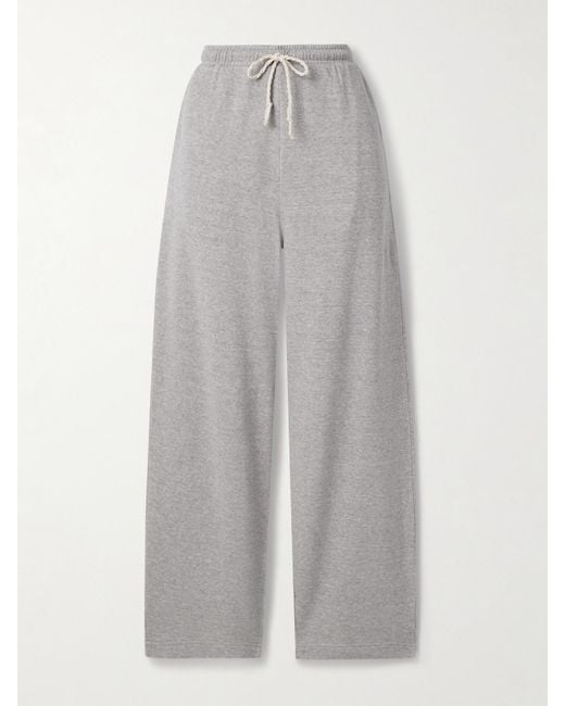 The Elder Statesman Gray Daily Cotton And Cashmere-Blend Wide-Leg Track Pants