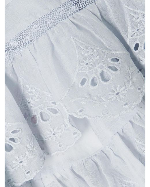 Isabel Marant Blue Jocadia Shorts Aus Biobaumwoll-Voile Mit Lochstickerei Und Spitzeneinsatz