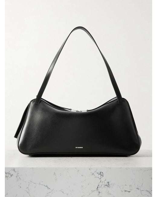 Jil Sander Black Dune Leather Shoulder Bag