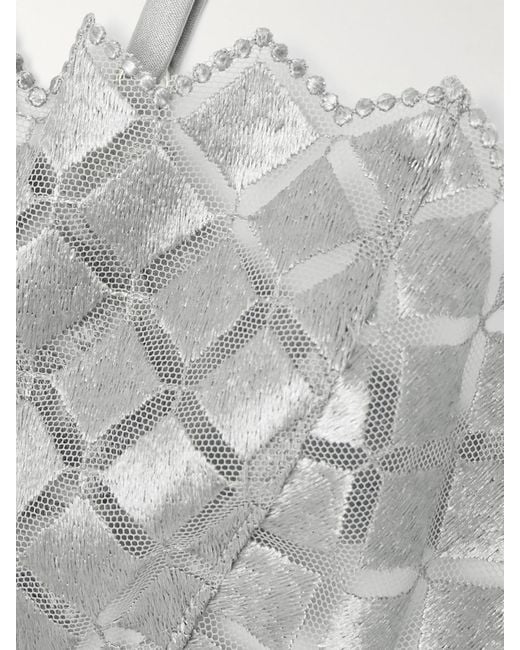 Kiki de Montparnasse Gray Lamine Balconette-Bh Aus Tüll Aus Einer Seidenmischung Mit Bügeln Und Stickereien