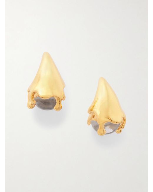 Bottega Veneta Metallic Tone Quartz Earrings