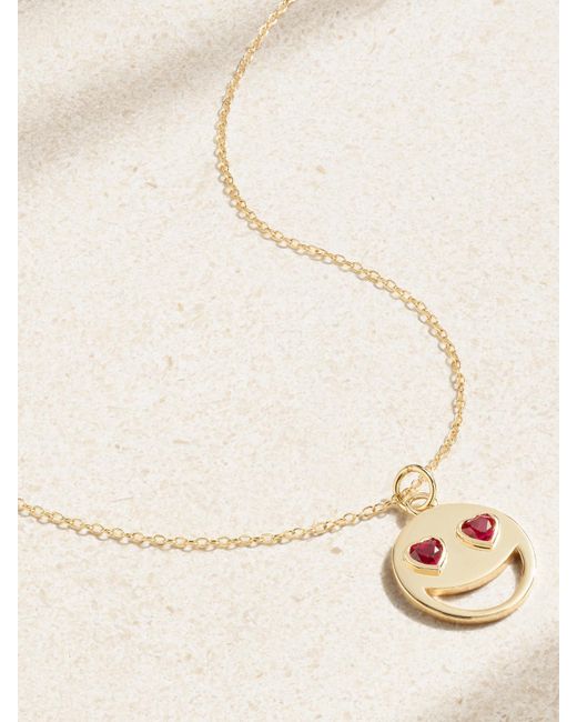 Alison Lou Natural Lover Kette Aus 14 Karat Mit Synthetischen Rubinen