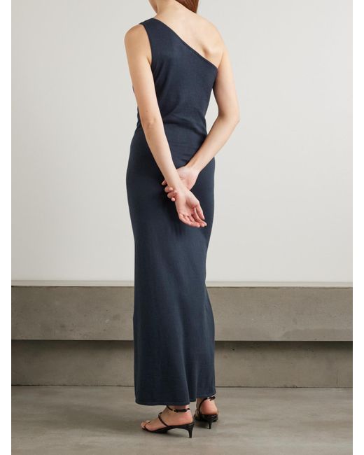 Lisa Yang Blue Olivia One-Shoulder Cotton And Cashmere-Blend Maxi Dress