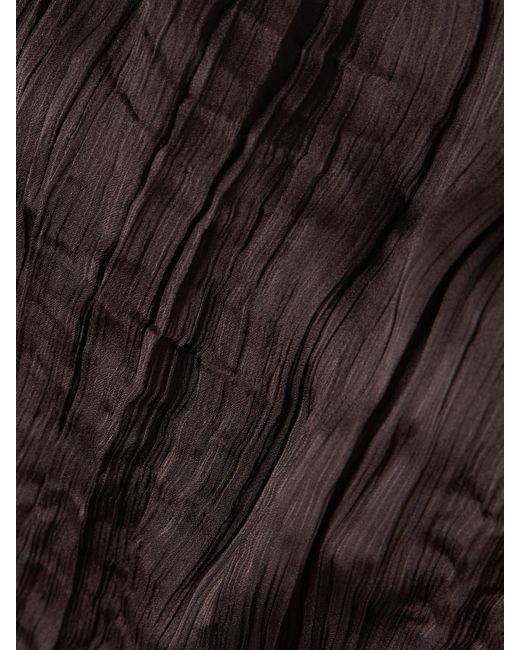 Staud Brown Akari Plissé-Satin Top