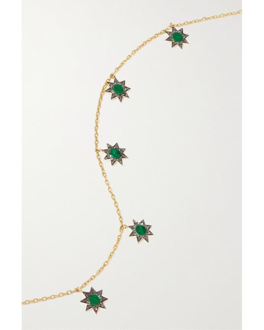 L'Atelier Nawbar Natural Cosmic Ibiza Mini 18-Karat, Malachite And Diamond Choker