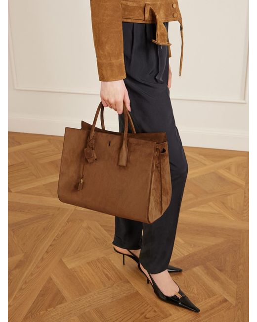 Saint Laurent Brown Sac De Jour Large Suede Tote