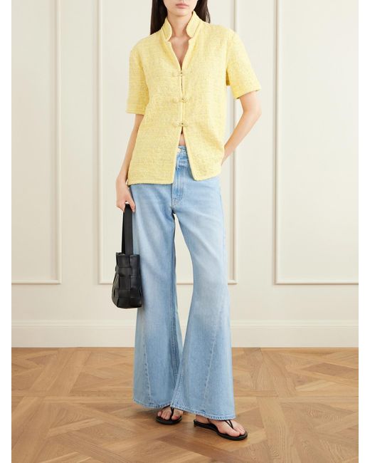 Mother Blue Snacks! The Lemon Twist Mid-Rise Wide-Leg Jeans