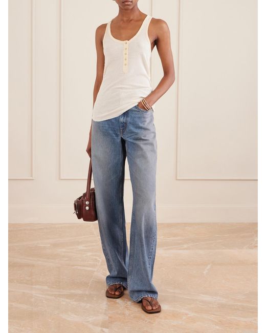 SLVRLAKE Denim Blue Cassie High-Rise Wide-Leg Jeans
