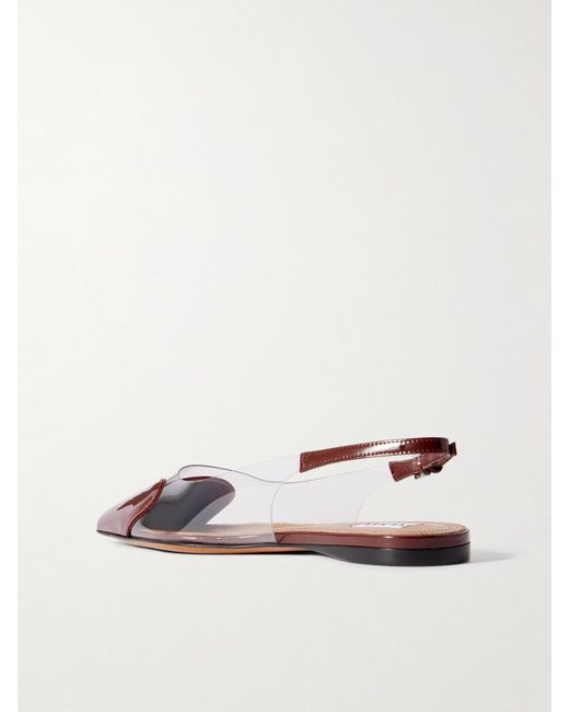 Alaïa Natural Le Cœur Pu And Patent-Leather Slingback Point-Toe Flats