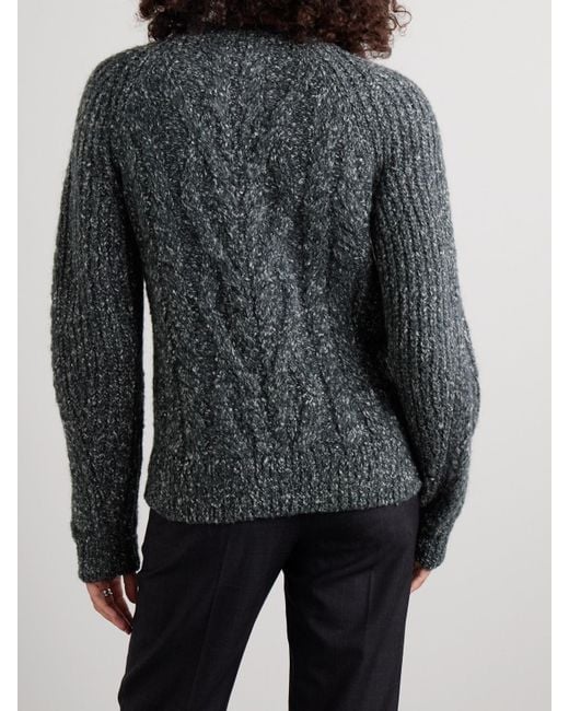 Isabel Marant Gray Kallie Cable-Knit Bouclé Sweater
