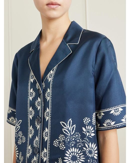 Eres Blue Infusion Floral-Print Silk-Twill Shirt