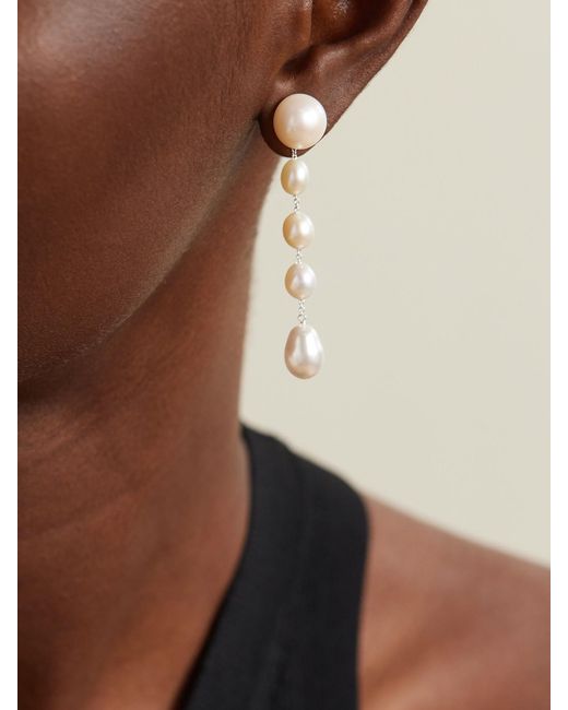 Sophie Buhai White Small Passante Fresh Water Pearl Earrings