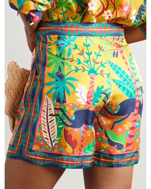 Short En Serge De Soie Imprimée À Plis Emporio Sirenuse en coloris Blue