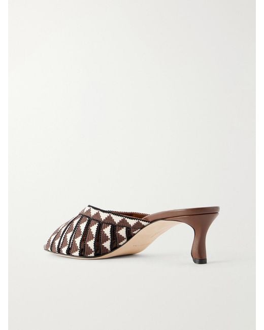 Manolo Blahnik Natural Trofesamu 50 Woven Leather Mules