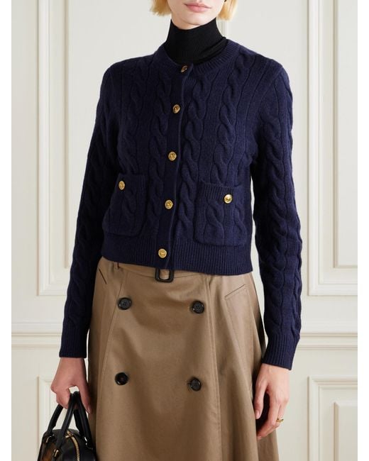 Polo Ralph Lauren Blue Cardigan Aus Einer Woll-Kaschmirmischung