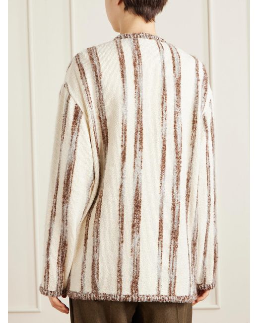 Loro Piana Natural Wave Guava Striped Bouclé Jacket