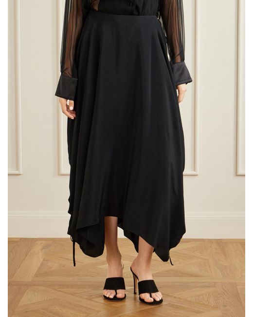 Sharon Wauchob Black Desia Asymmetric Silk-Crepe Midi Skirt