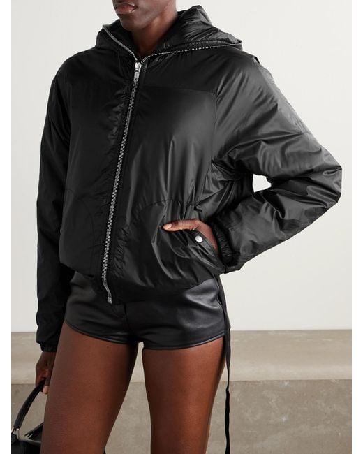 Rick Owens Black Hooded Padded Shell Jacket