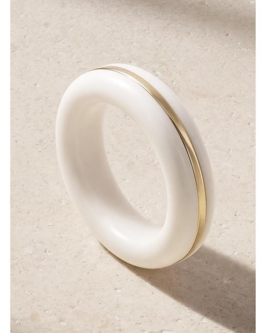BY PARIAH Natural The Essential Stacking Ring Mit Achat Und Details Aus Recyceltem 14 Karat