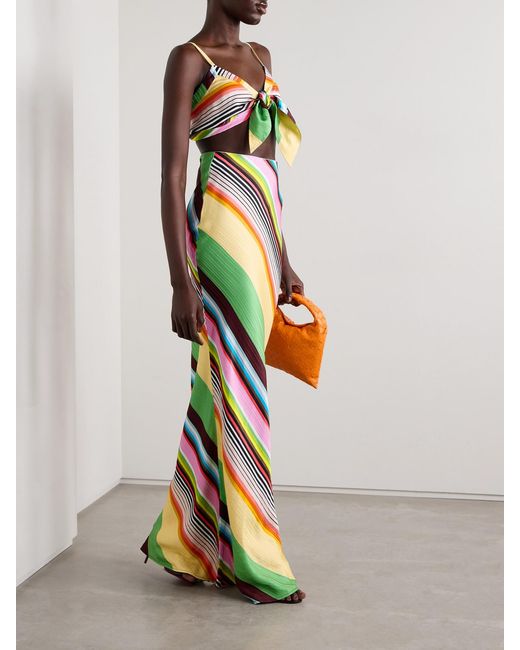 Christopher John Rogers Multicolor Casette Tie-Front Striped Satin-Jacquard Bralette