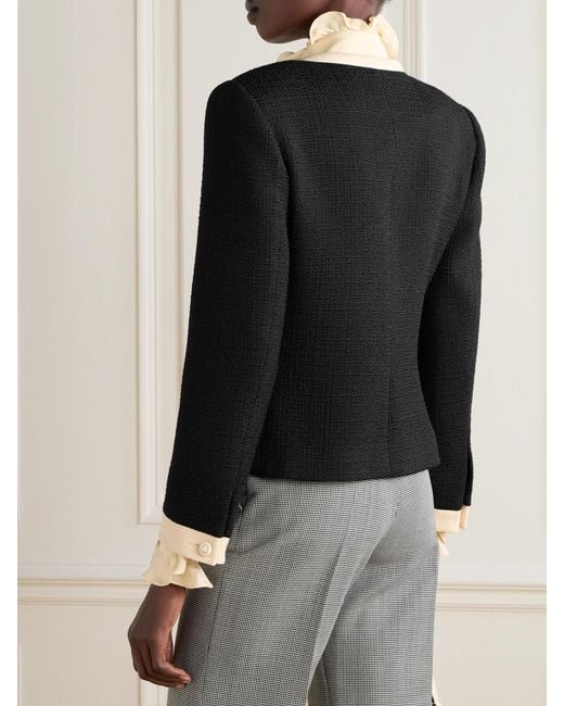 Valentino Garavani Black Bow-Detailed Wool-Blend Tweed Jacket