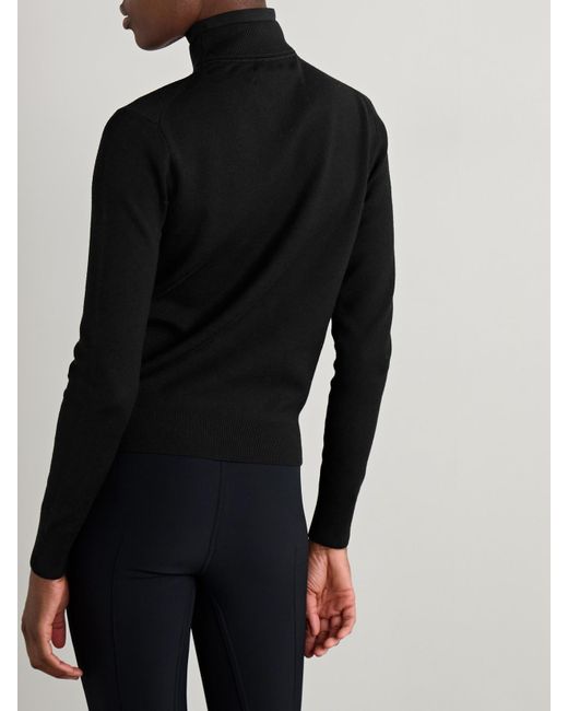 Aztech Mountain Black Etta Layered Jersey-Trimmed Wool-Blend Turtleneck Sweater