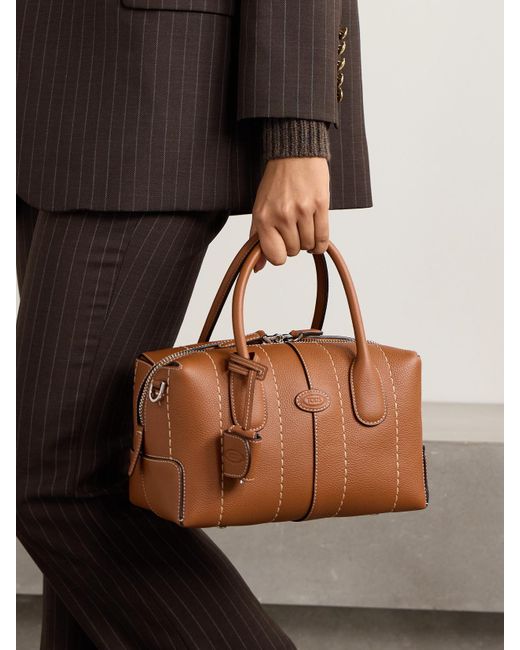Tod's Brown Shopping Mini Tote Aus Strukturiertem Leder