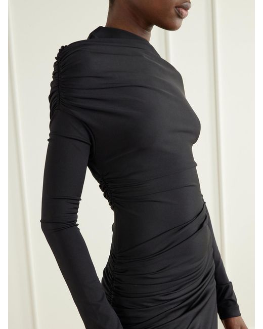 Victoria Beckham Black Draped Stretch-Jersey Gown