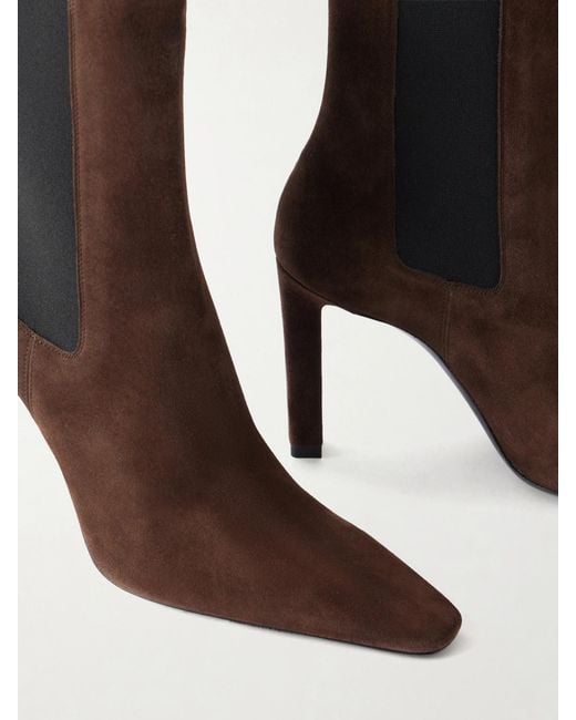 Saint Laurent Brown Francoise 95 Suede Ankle Boots