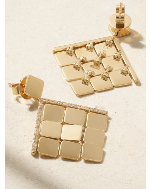 Ileana Makri Natural Medium Tile Ohrringe Aus 18 Karat Mit Diamanten