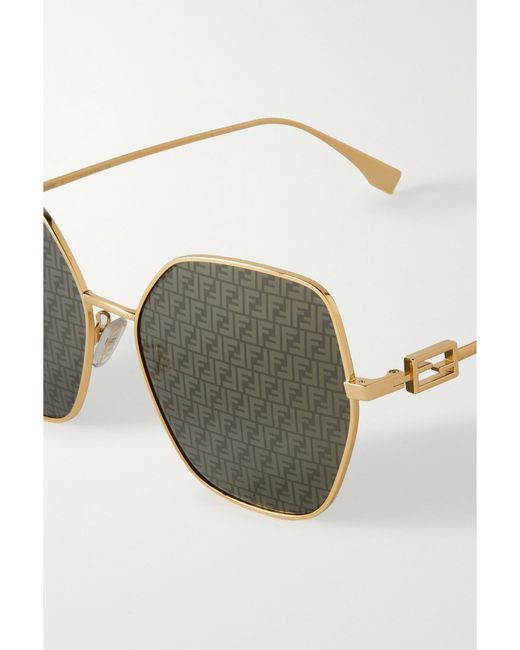 Fendi Metallic Hexagon-Frame-Tone Sunglasses