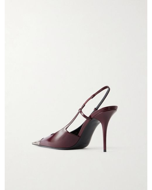 Saint Laurent Pink Jeanne Cassandre-Embossed Leather Slingback Pumps