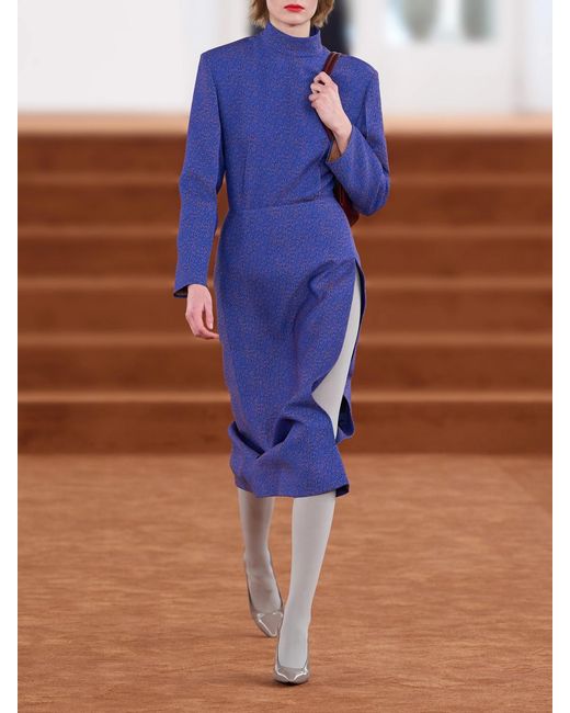 Jil Sander Blue Draped Jacquard Midi Skirt